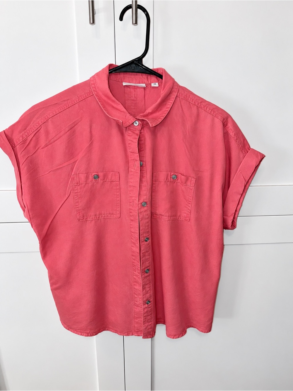 Westbound Coral Short Sleeve Button-Up Blouse - size Small